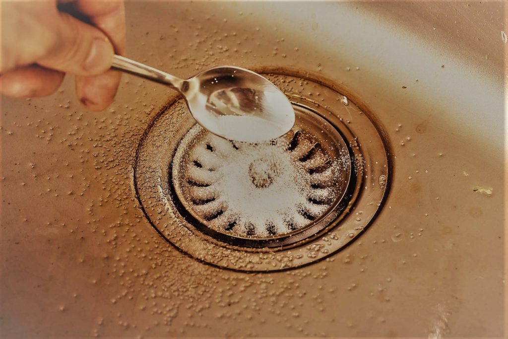 sink drain opening with baking soda