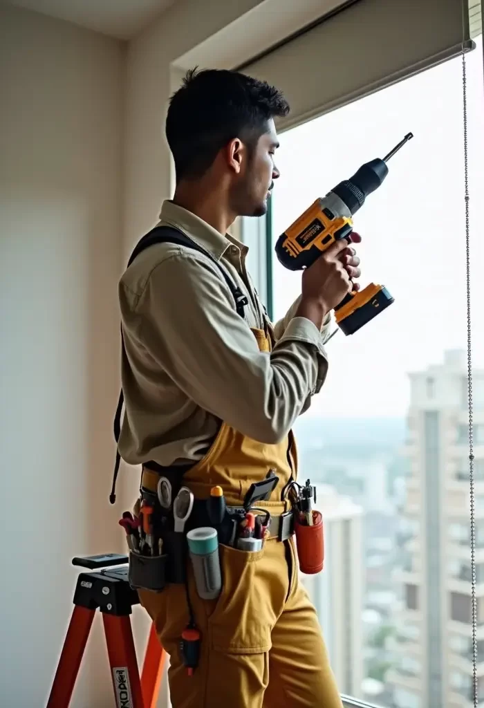 Handyman drilling for curtain blind installation near you in Dubai